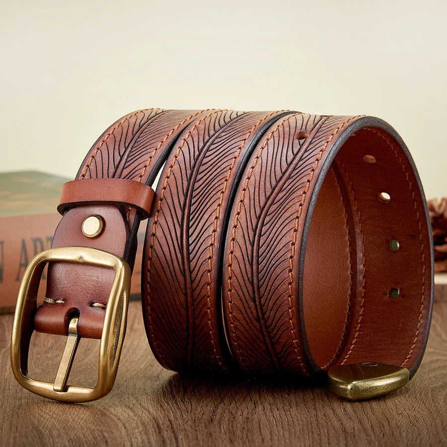 Real cowhide leather belt
