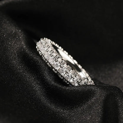 Three-Row Moissanite Wedding Band