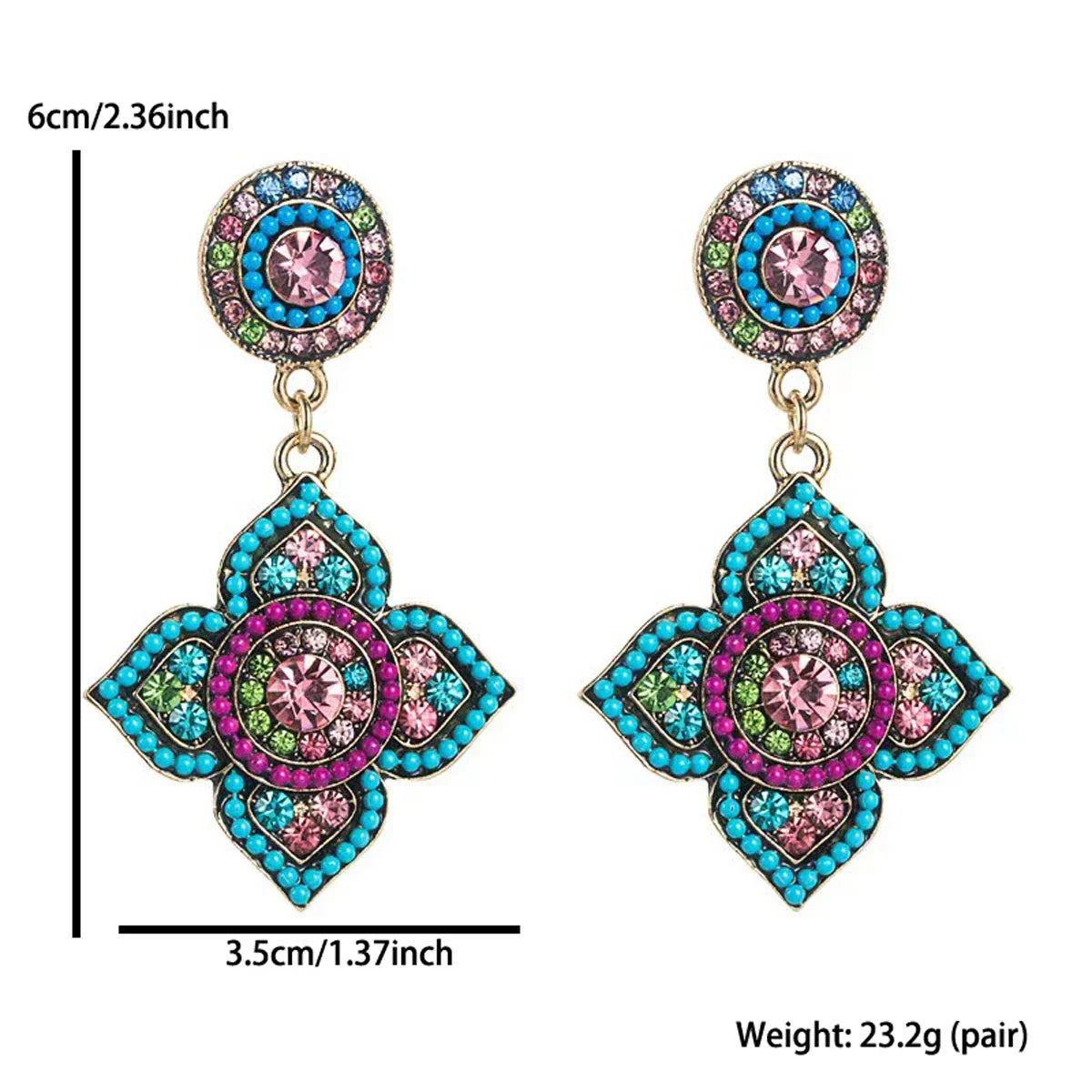 Vintage bohemian rhinestone earring
