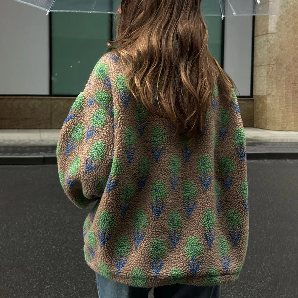 Floral Lamb Fur Hoodie