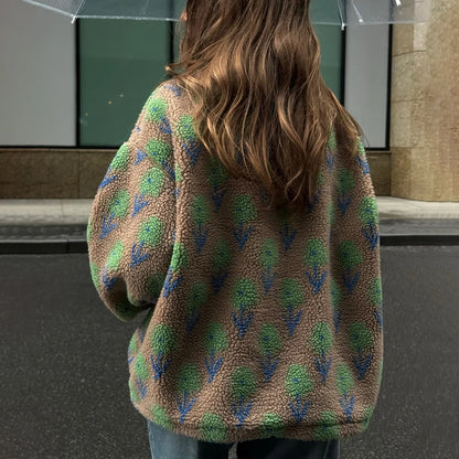 Floral Lamb Fur Hoodie