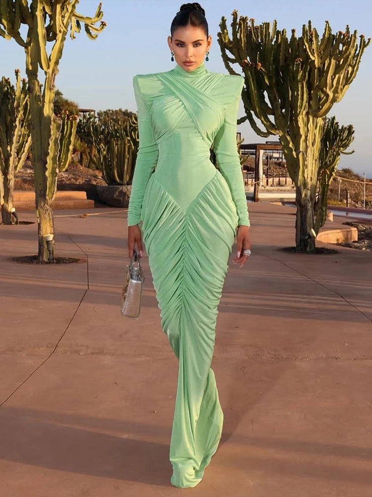 Backless Ruched Maxi Dress