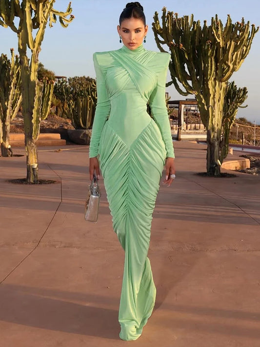 Backless Ruched Maxi Dress