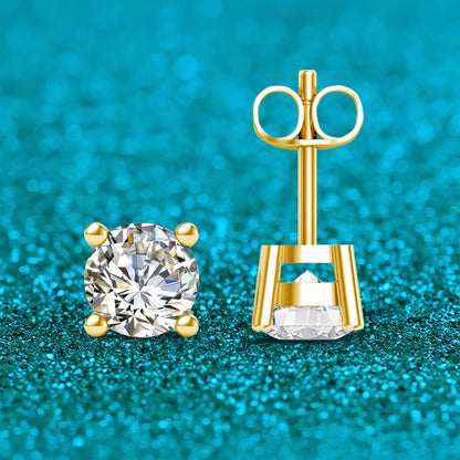 Szjinao 18K Gold Moissanite Stud Earrings