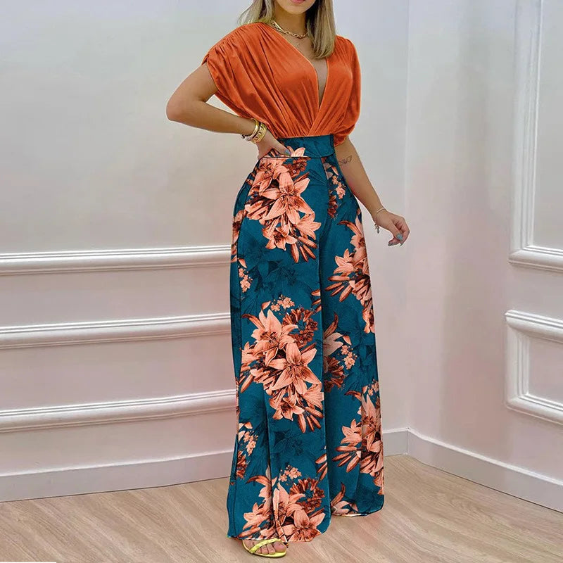 V-Neck Two-Piece Set