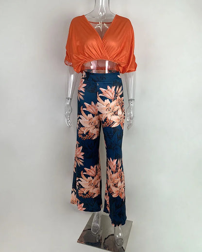 V-Neck Two-Piece Set