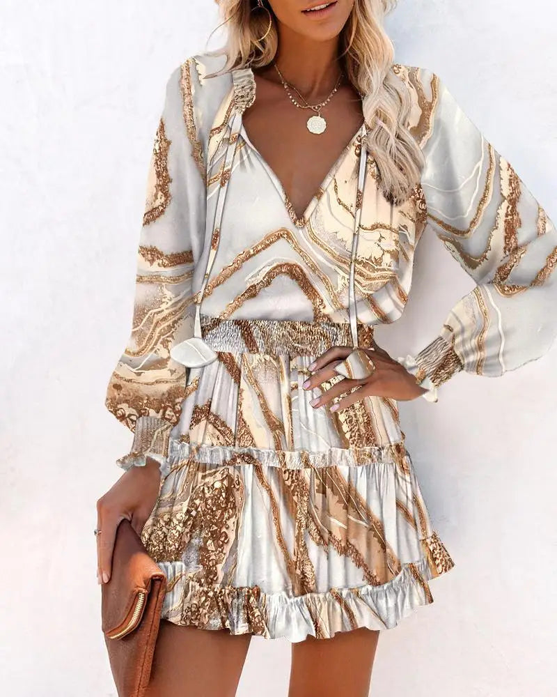 Leopard Print V-Neck Mini Dress