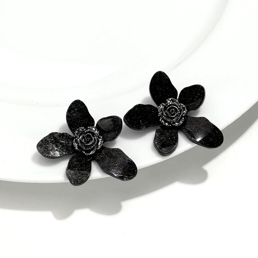 Large flower statement earrings