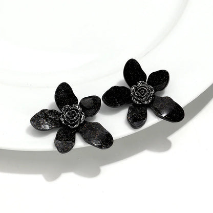 Large flower statement earrings