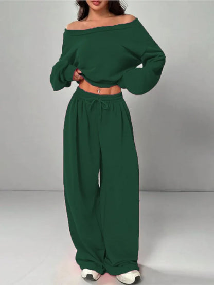 Slanted Shoulder Two-Piece Set