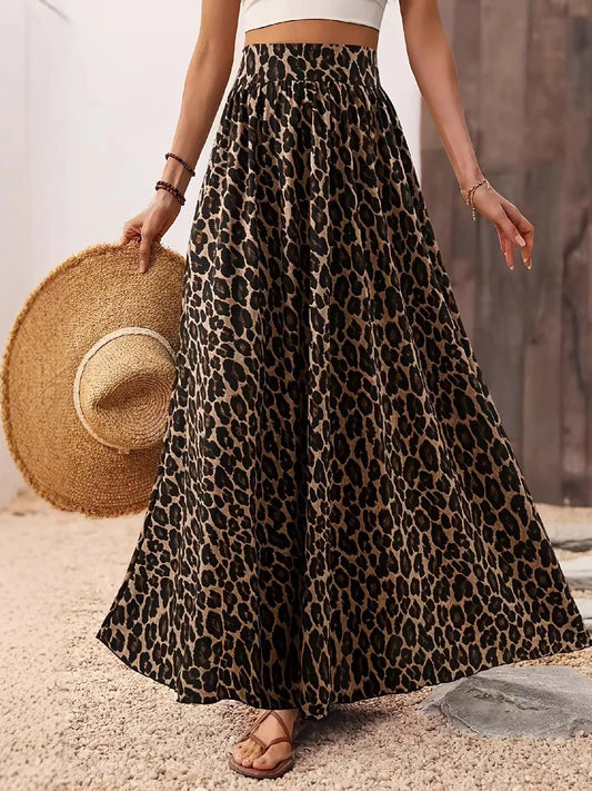 Leopard Print A-Line Skirt