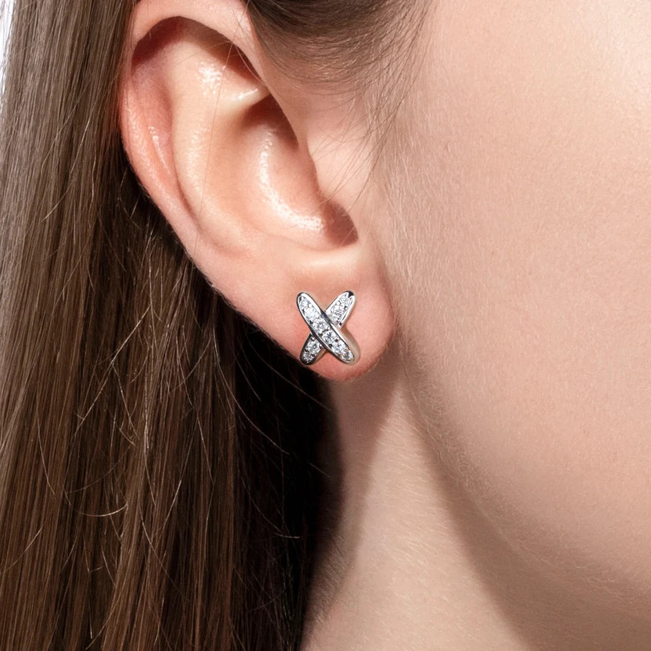Cross Moissanite Stud Earrings