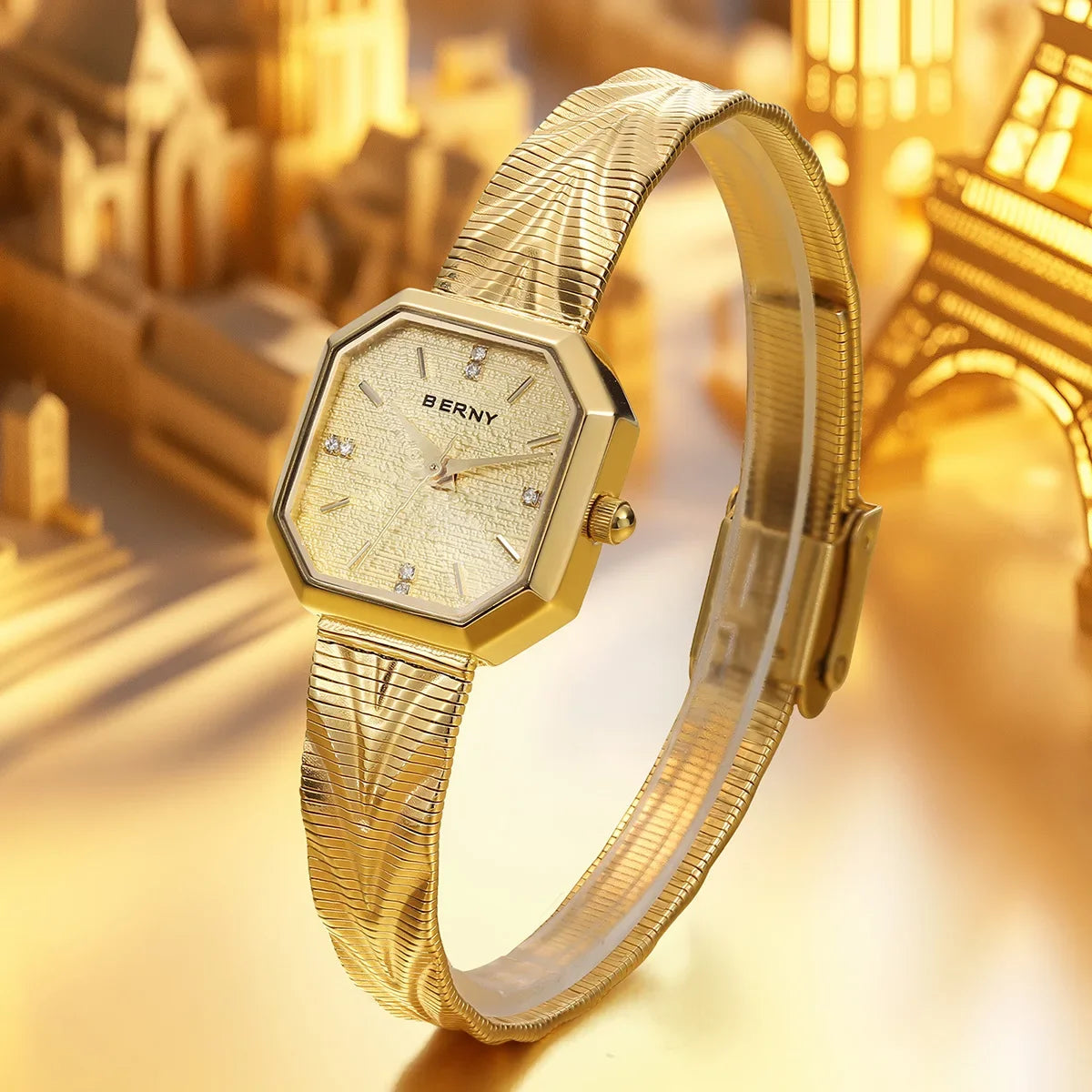 Gold Octagonal Watch