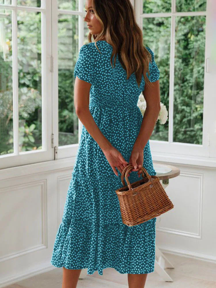 Floral Square Neck Midi Dress