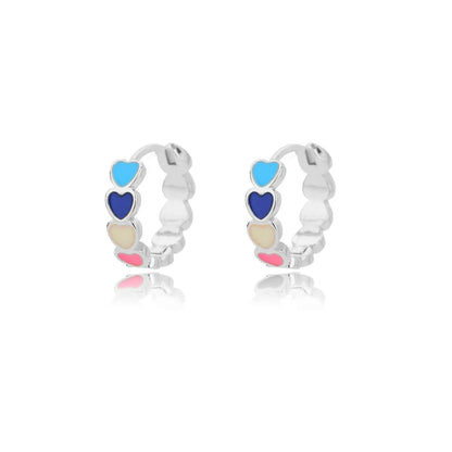 Hollow zircon heart earrings