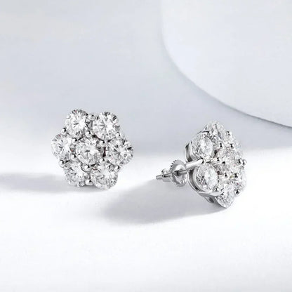 Flower Cluster Moissanite Earrings