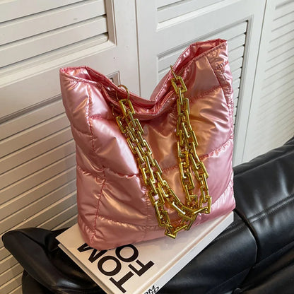 Solid Color Winter Shoulder Bag