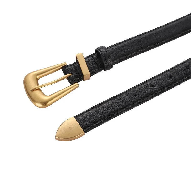 Burgundy Leather Belt with Gold Buckle