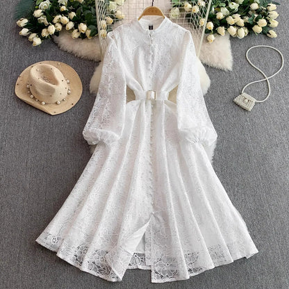 Elegant Embroidery Lace Evening Dress