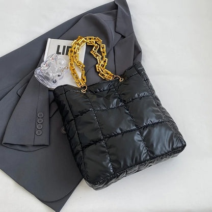 Solid Color Winter Shoulder Bag