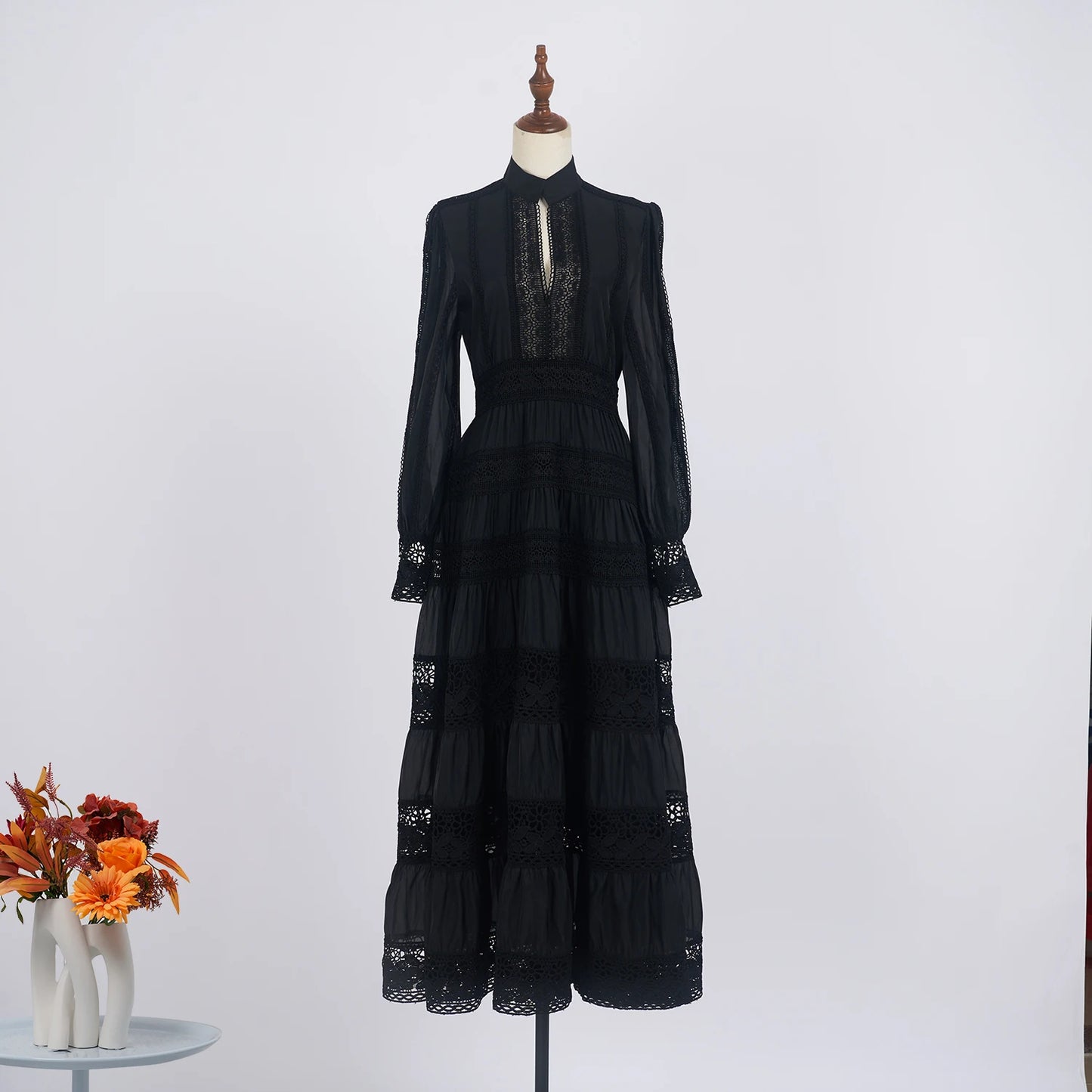 Lace Embroidery Maxi Dress