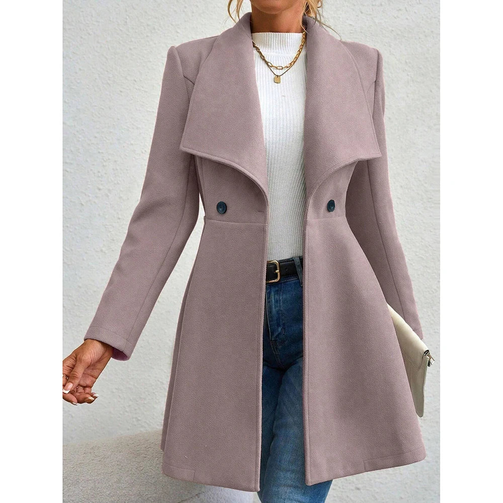 Women's Winter Lapel Button-Up Coat
