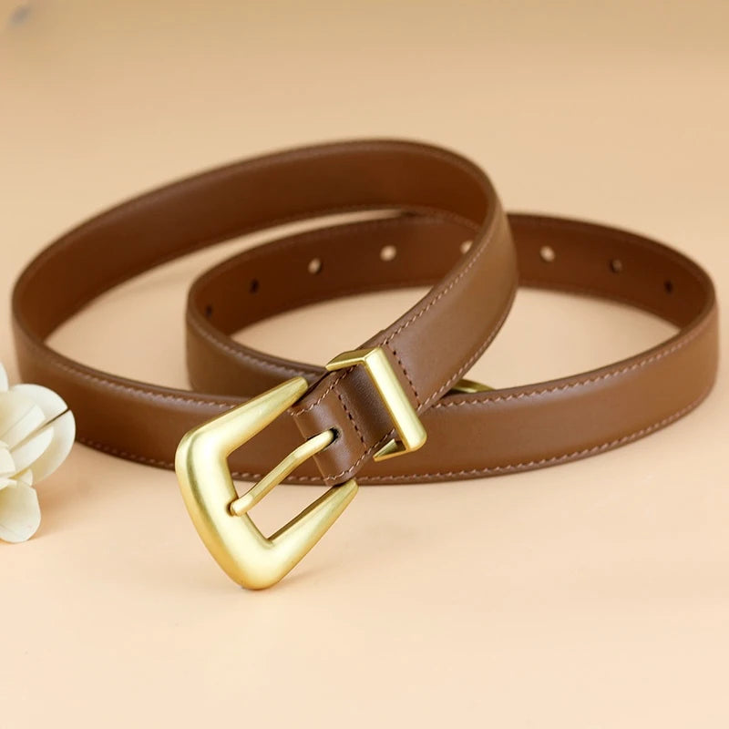 Burgundy Leather Belt with Gold Buckle