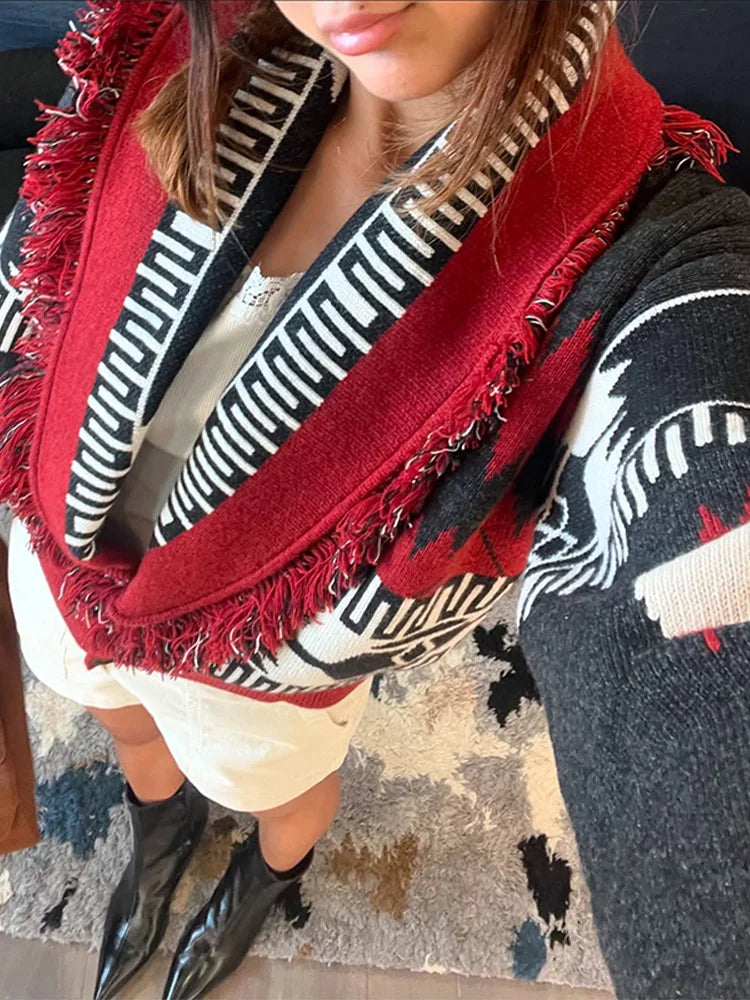 Tassel Patchwork Cardigan