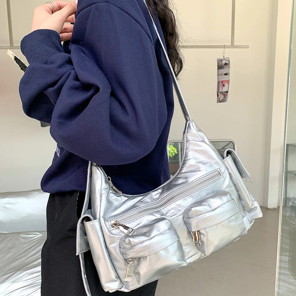 Women PU Leather Multi-Pocket Tote Bag