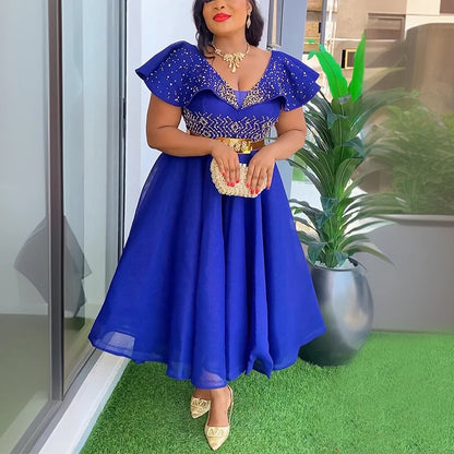 Elegant Ruffle Sleeve Party Dress