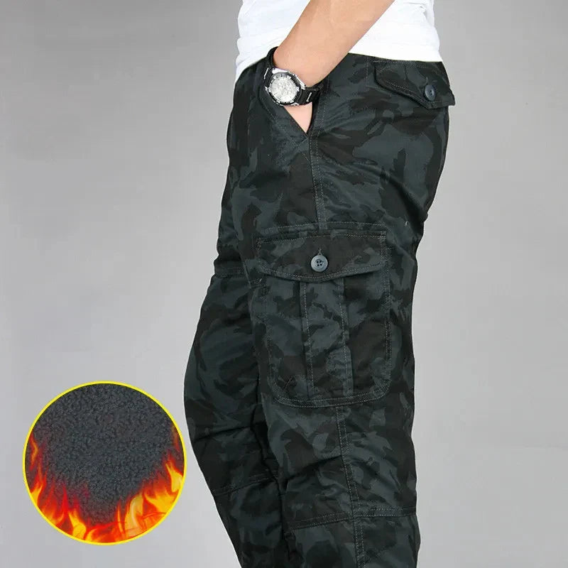 Camouflage fleece cargo pants
