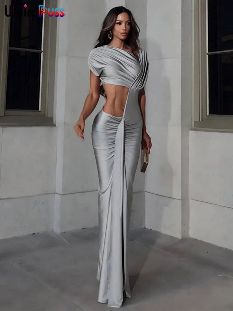 Hollow Out Bodycon Maxi Dress