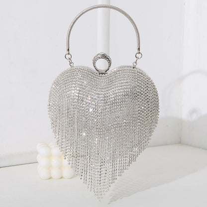 Rhinestone Heart Evening Bag