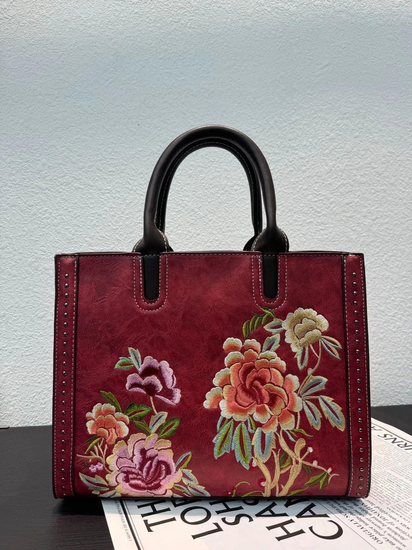 Embroidered Floral Shoulder Bag