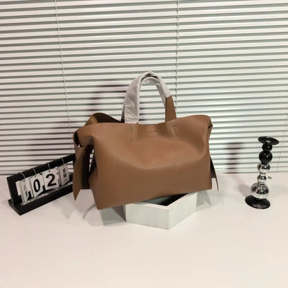 Bow-Accent Leather Tote