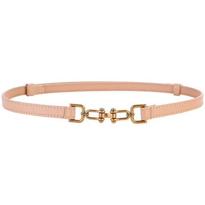 Korean Slim Genuine Leather Belt with Gold Buckle