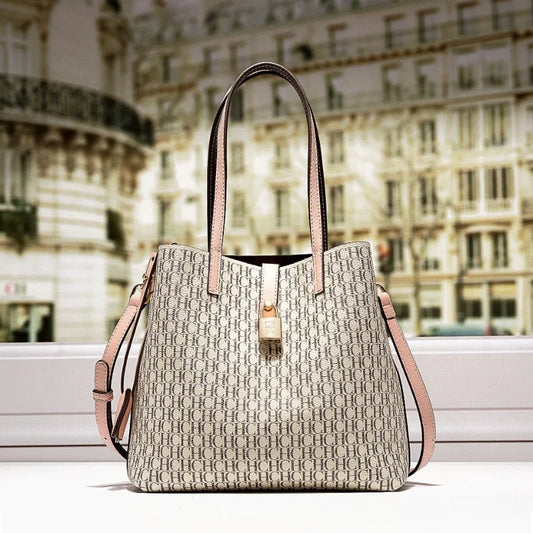 Letter Print Leather Crossbody Bag