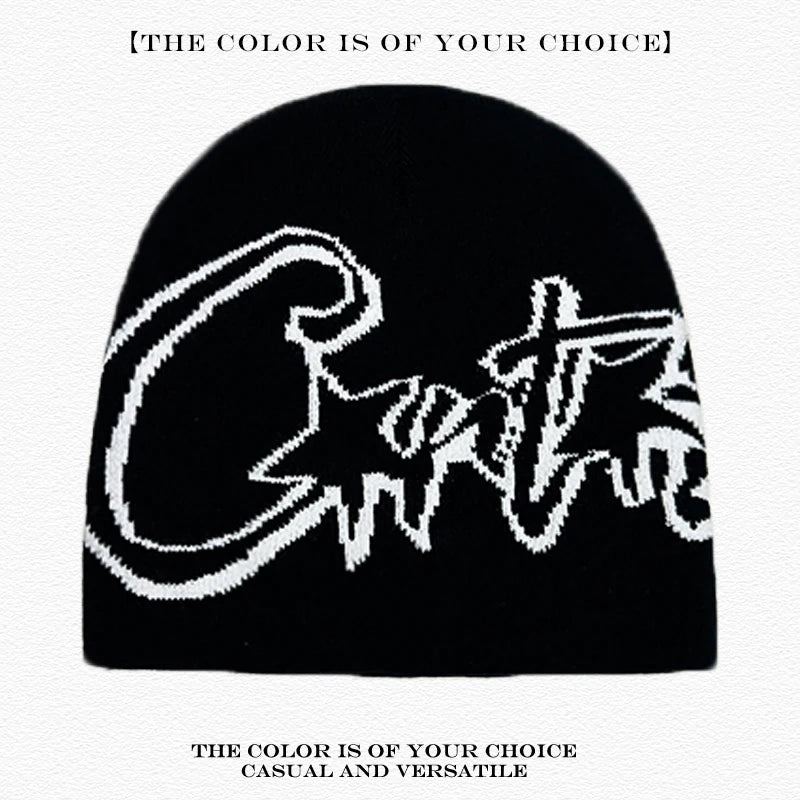 Leopard Print Letter Knit Beanie