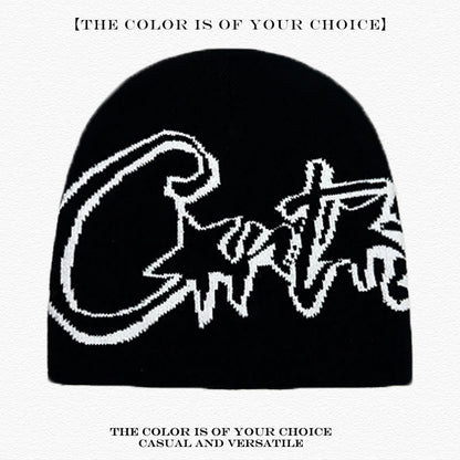 Leopard Print Letter Knit Beanie