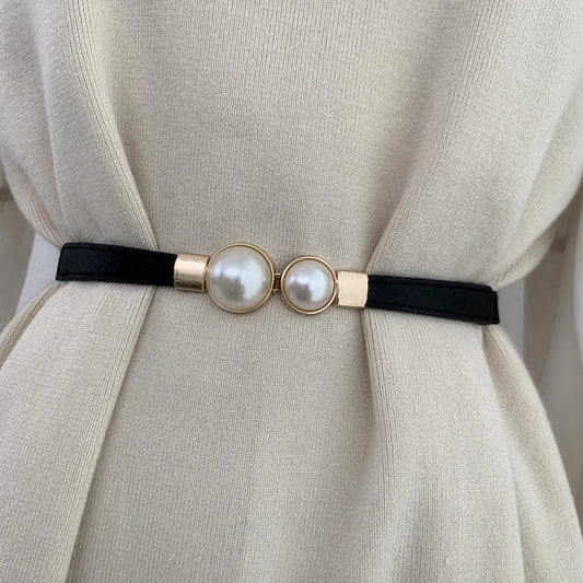 Double pearl buckle belt