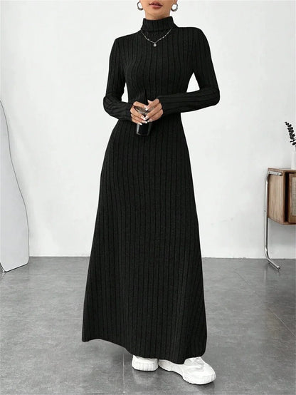 Turtleneck Knit Maxi Dress
