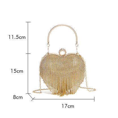 Rhinestone Heart Evening Bag