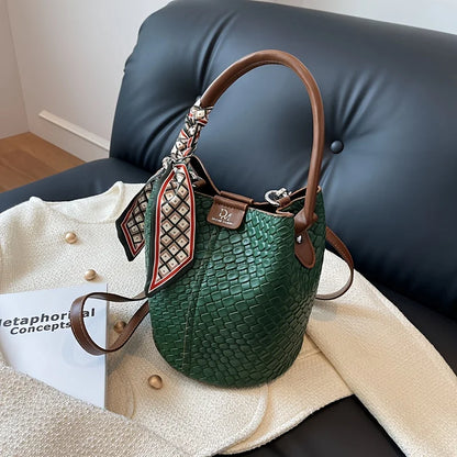 Woven Bucket Shoulder Bag
