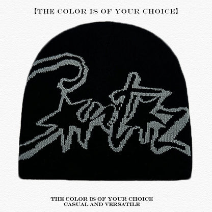 Leopard Print Letter Knit Beanie