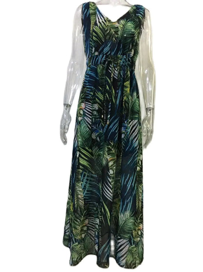 Boho V-Neck Backless Maxi Dress