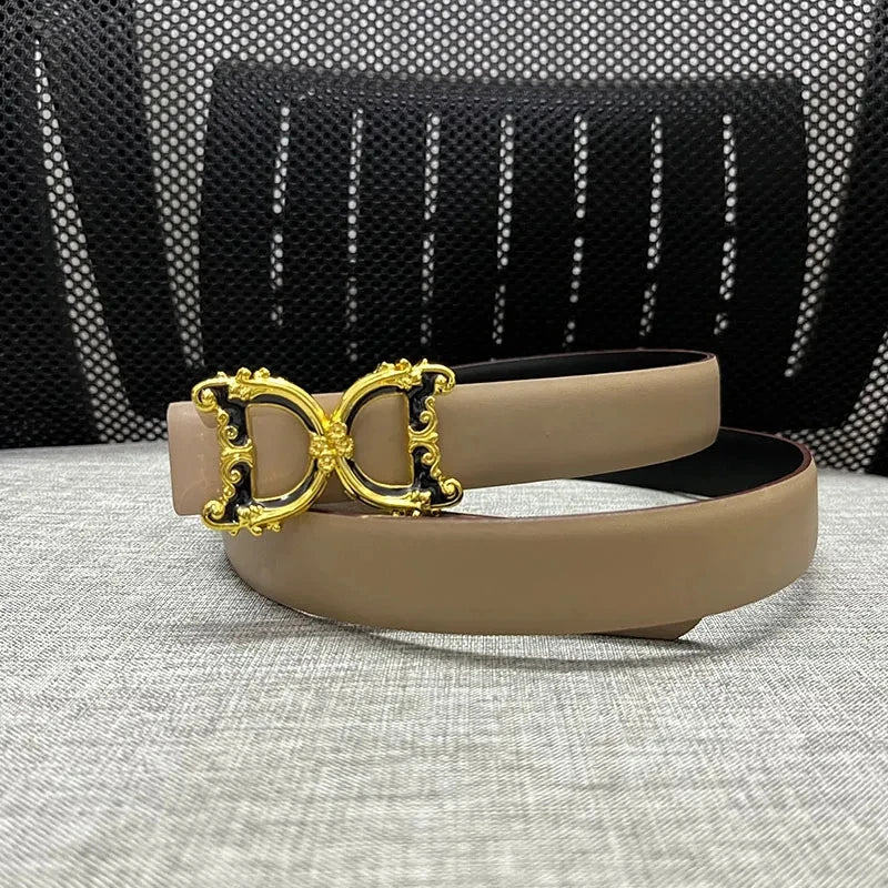 Thin leather fashion belt