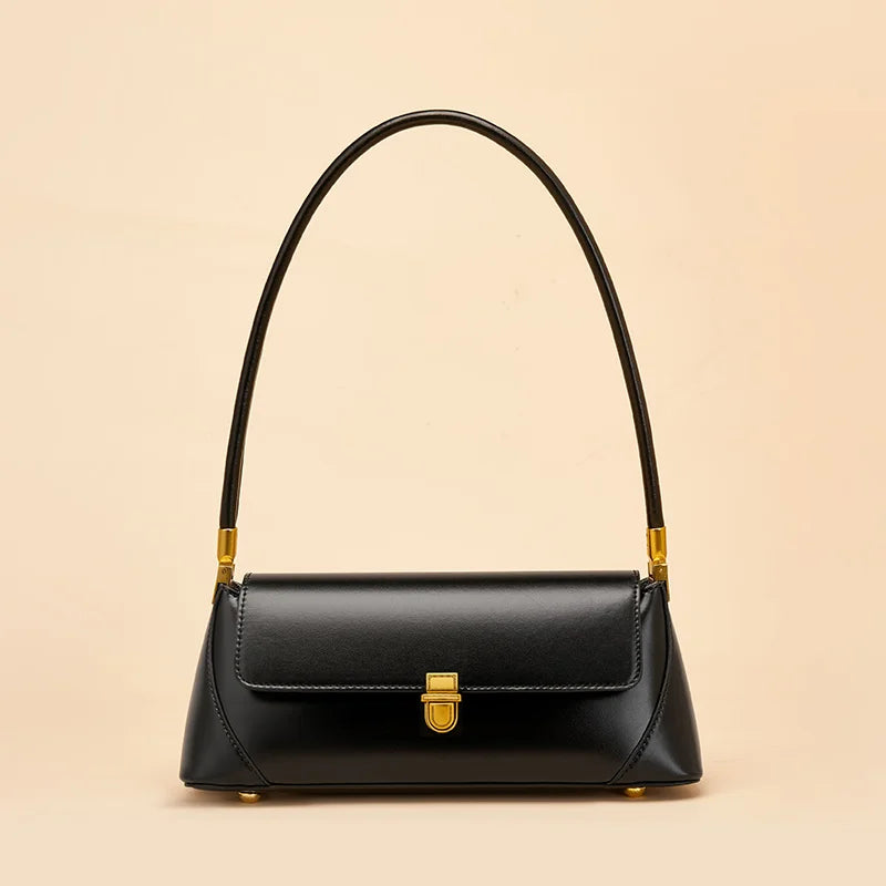 Genuine Leather Baguette Shoulder Bag