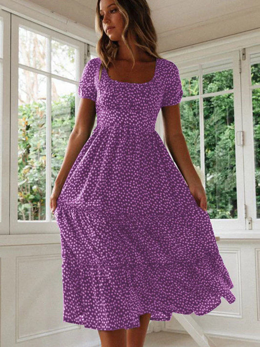 Floral Square Neck Midi Dress