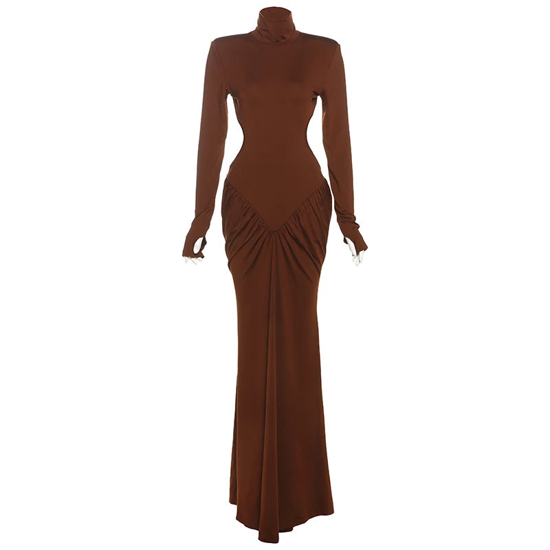 Backless Ruched Maxi Evening Dress