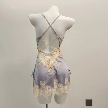 Sexy Ice Silk Lace Pajamas